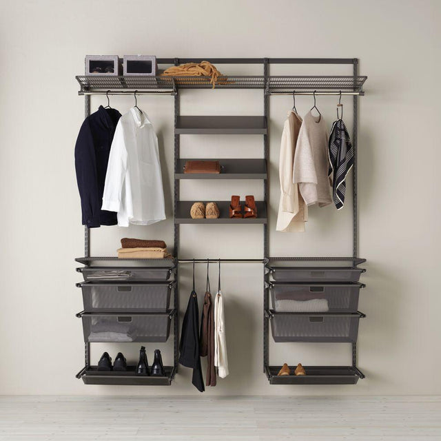 Elfa Graphite charcoal shelving and hanging system