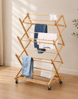 12 Rail Concertina Bamboo Clothes Airer on Wheels - LAUNDRY - Airers - Soko and Co