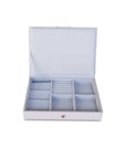 8 Compartment Lidded Leather and Velvet Jewellery Box White - WARDROBE - Jewellery Storage - Soko and Co