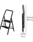 Alu Design 2 Step Compact Step Ladder Black - LAUNDRY - Ladders - Soko and Co