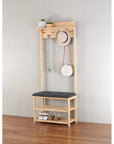 Bamboo Hall Stand with Charcoal Seat - WARDROBE - Shoe Storage - Soko and Co