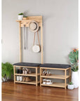 Bamboo Hall Stand with Charcoal Seat - WARDROBE - Shoe Storage - Soko and Co
