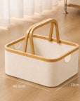 Fabric Laundry Basket with Bamboo Handles Small Cream - HOME STORAGE - Baskets and Totes - Soko and Co