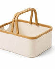 Fabric Laundry Basket with Bamboo Handles Small Cream - HOME STORAGE - Baskets and Totes - Soko and Co