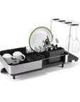Joseph Joseph Extend Plus Expandable Black Dish Drainer with Wine Glass Rack - KITCHEN - Dish Racks and Mats - Soko and Co