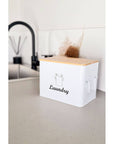 Laundry Powder Tin With Bamboo Lid White - LAUNDRY - Accessories - Soko and Co