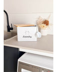 Laundry Powder Tin With Bamboo Lid White - LAUNDRY - Accessories - Soko and Co