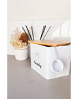Laundry Powder Tin With Bamboo Lid White - LAUNDRY - Accessories - Soko and Co