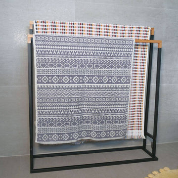Limited Edition Wide Towel Rack Pine and Matte Black