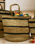 Ovela Striped Jute Basket & Tote Large - HOME STORAGE - Baskets and Totes - Soko and Co
