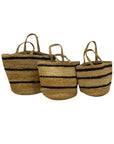 Ovela Striped Jute Basket & Tote Large - HOME STORAGE - Baskets and Totes - Soko and Co