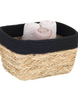 Rika Medium Rectangular Storage Basket Black & Natural - HOME STORAGE - Baskets and Totes - Soko and Co