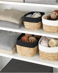 Rika Medium Rectangular Storage Basket Black & Natural - HOME STORAGE - Baskets and Totes - Soko and Co