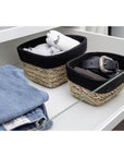Rika Medium Rectangular Storage Basket Black & Natural - HOME STORAGE - Baskets and Totes - Soko and Co