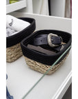 Rika Medium Rectangular Storage Basket Black & Natural - HOME STORAGE - Baskets and Totes - Soko and Co