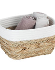 Rika Medium Rectangular Storage Basket White & Natural - HOME STORAGE - Baskets and Totes - Soko and Co