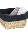 Rika Small Rectangular Storage Basket Black & Natural - HOME STORAGE - Baskets and Totes - Soko and Co