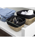 Rika Small Rectangular Storage Basket Black & Natural - HOME STORAGE - Baskets and Totes - Soko and Co