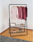 Shiva Deluxe 2 Shelf Clothes Rack Matte Black - WARDROBE - Garment Racks - Soko and Co