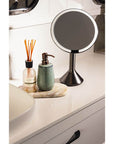 The Opal Freestanding LED 5x Magnified Mirror Gun Metal - BATHROOM - Mirrors - Soko and Co