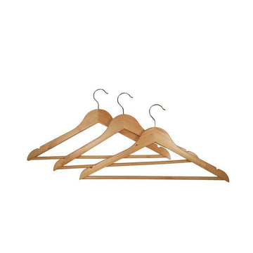Wooden Coat Hangers with Bar 10 Pack