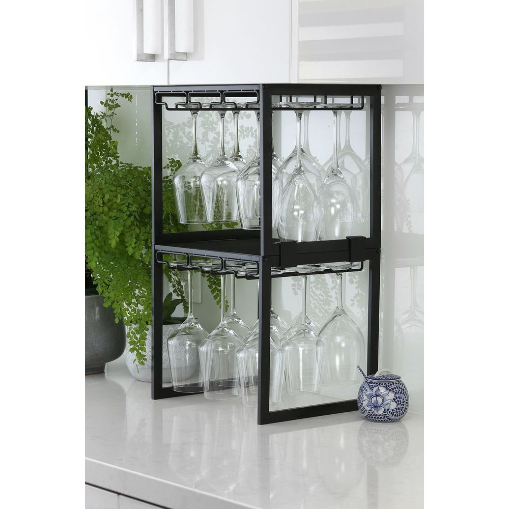 Freestanding Wine Glass Rack Matte Black
