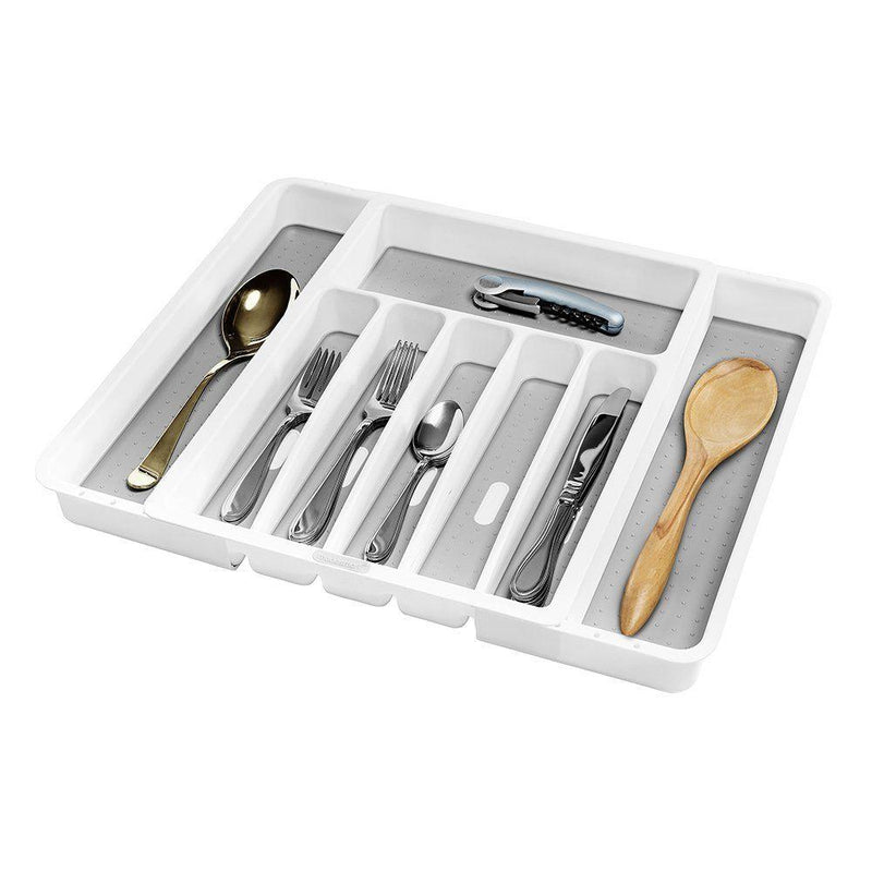 Madesmart 8 Compartment Expandable Grip Base Cutlery Tray White