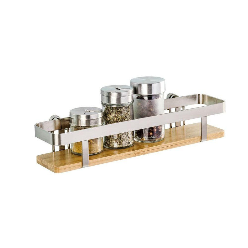 Premium Wall Mounted Spice Rack Bamboo & Steel