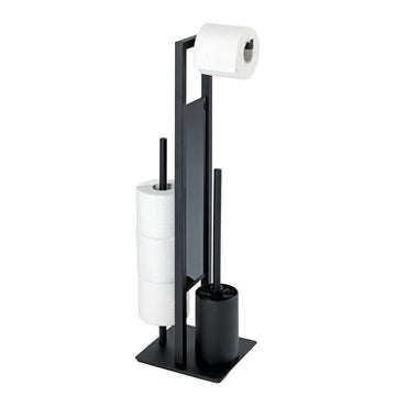 Rivalta Freestanding Toilet Brush & Roll Holder Black