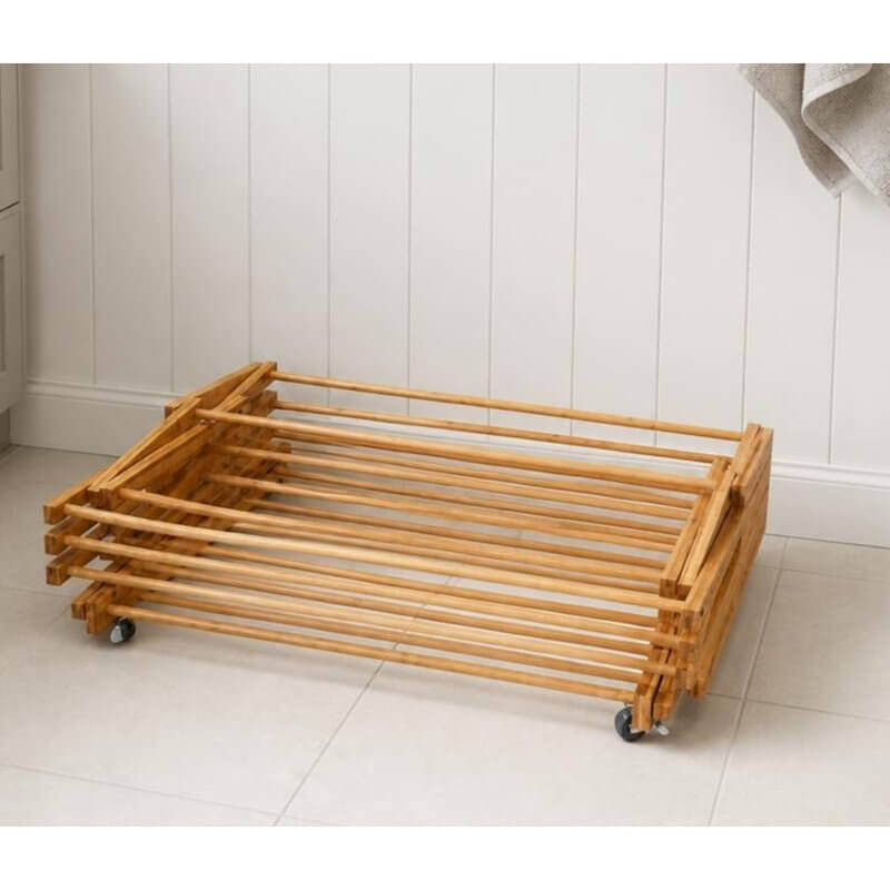 12 Rail Concertina Bamboo Clothes Airer on Wheels - LAUNDRY - Airers - Soko and Co
