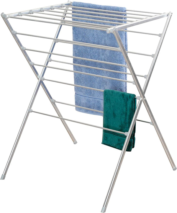 12 Rail X-Frame Collapsible Clothes Airer Silver