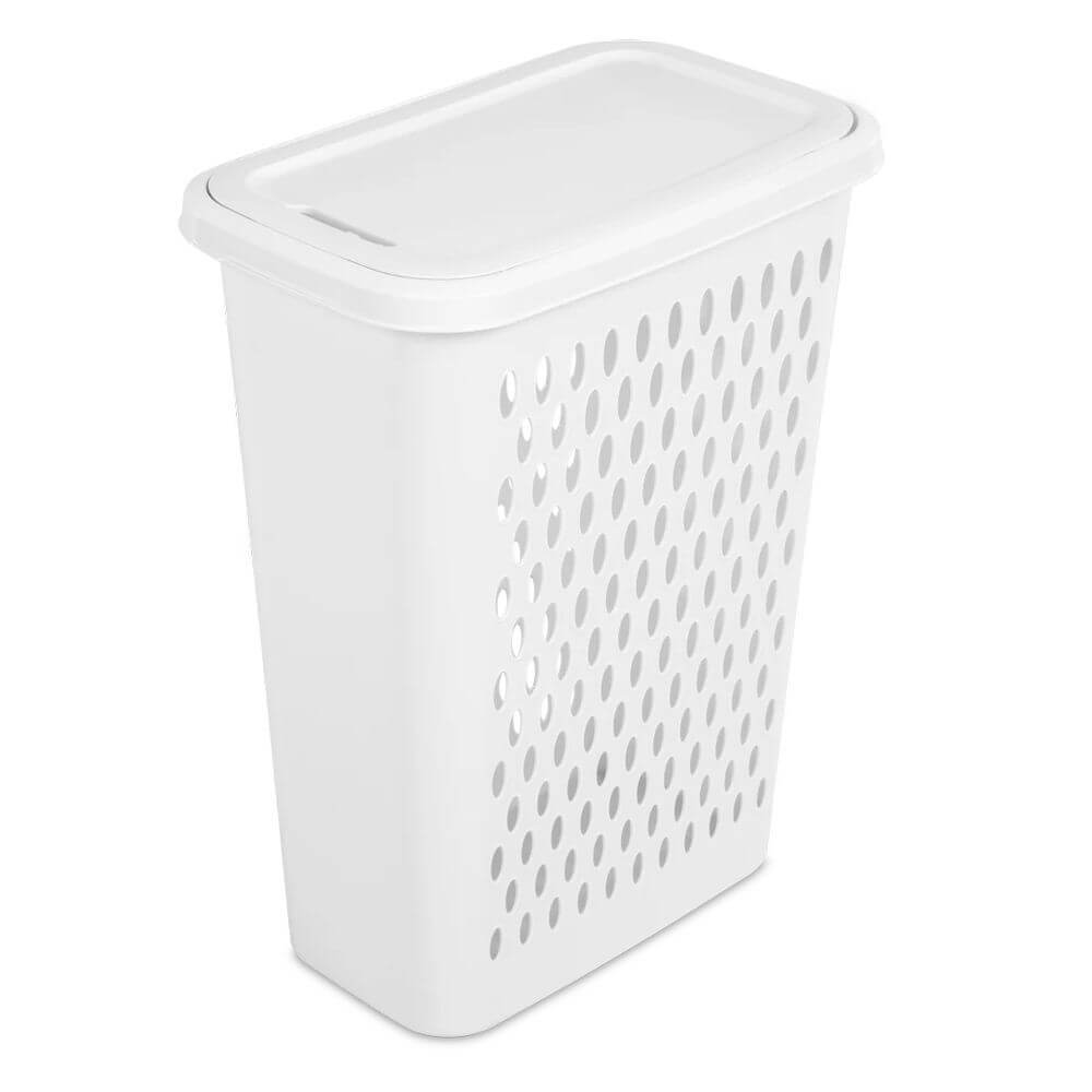 Slim Sterilite 62L Laundry Hamper White With Hinged Lid - LAUNDRY - Hampers - Soko and Co