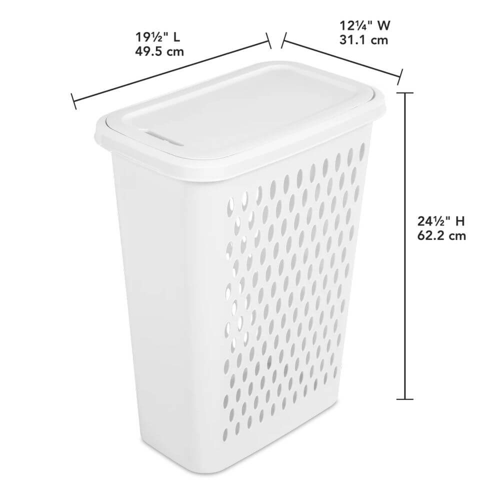 Slim Sterilite 62L Laundry Hamper White With Hinged Lid - LAUNDRY - Hampers - Soko and Co