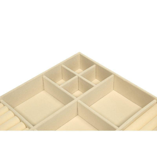 15 Compartment Velvet Jewellery Tray White