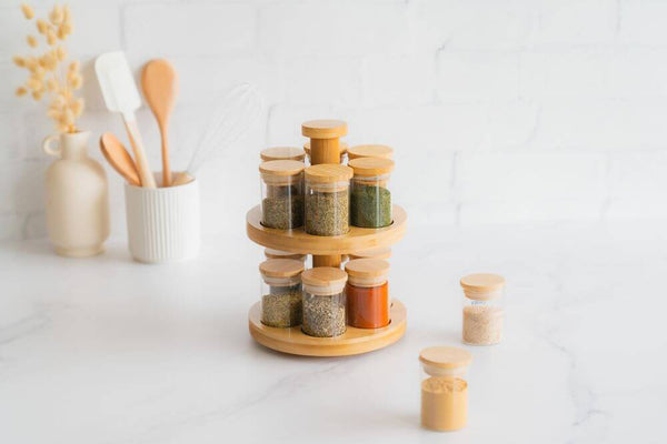2 Tier Rotating Bamboo Spice Rack