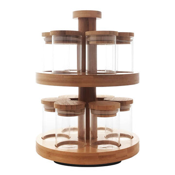 2 Tier Rotating Bamboo Spice Rack