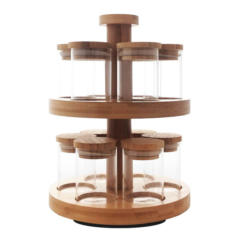 2 Tier Rotating Bamboo Spice Rack