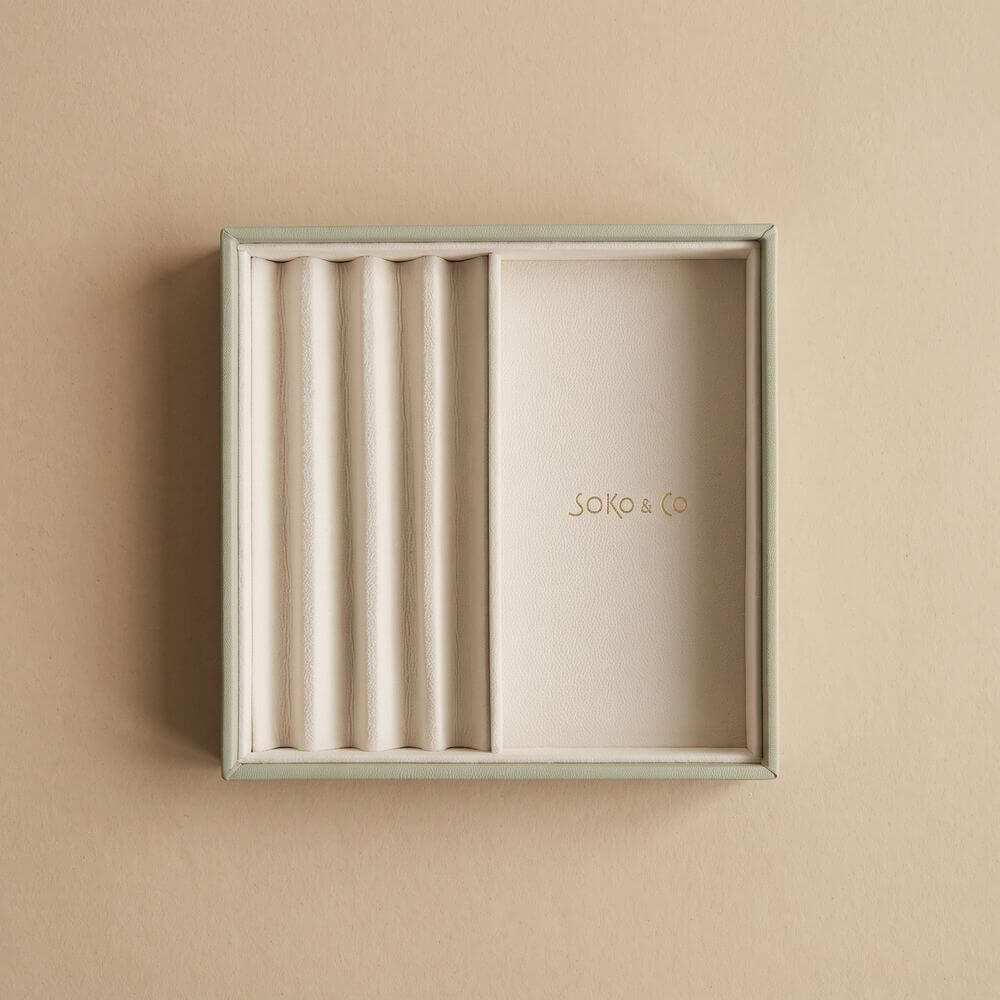 Atelier Stacking Jewellery Tray Set with Lid Sage - WARDROBE - Jewellery Storage - Soko and Co