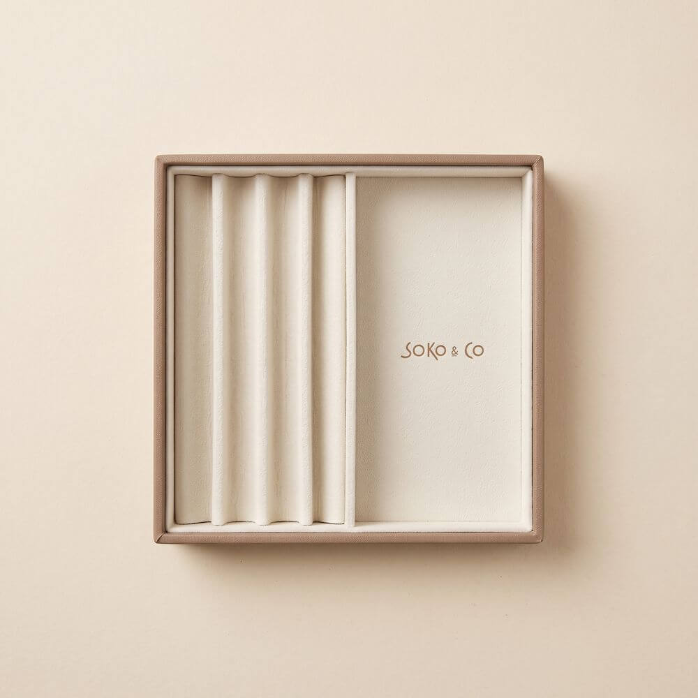 Atelier Stacking Jewellery Tray Set with Lid Taupe - WARDROBE - Jewellery Storage - Soko and Co