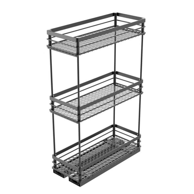 3 Tier Base-Mounted Pull-Out Spice Rack Black - KITCHEN - Shelves and Racks - Soko and Co