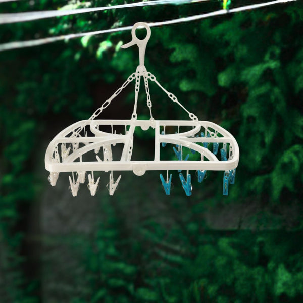 32 Peg Mini Rectangular Clothes Airer White
