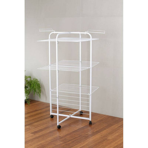 42 Rail Tower Clothes Airer on Wheels White