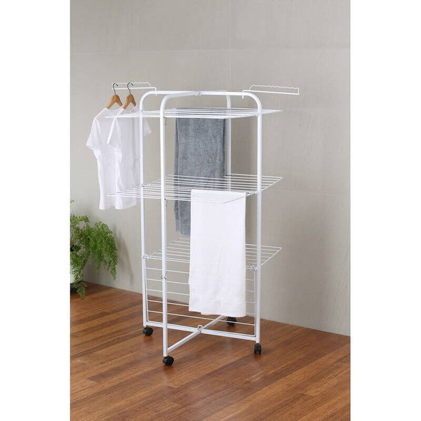 42 Rail Tower Clothes Airer on Wheels White