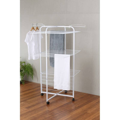 42 Rail Tower Clothes Airer on Wheels White