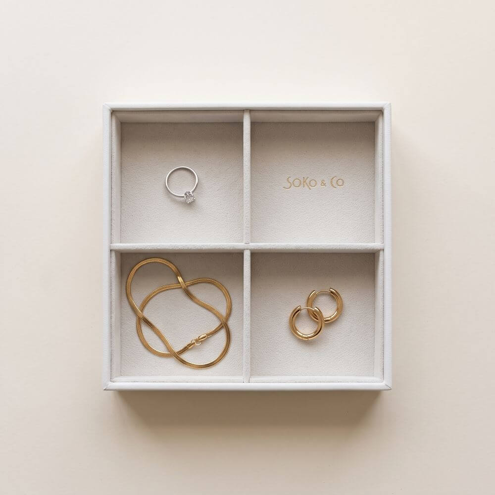Atelier Stacking Jewellery Tray Set with Lid White - WARDROBE - Jewellery Storage - Soko and Co