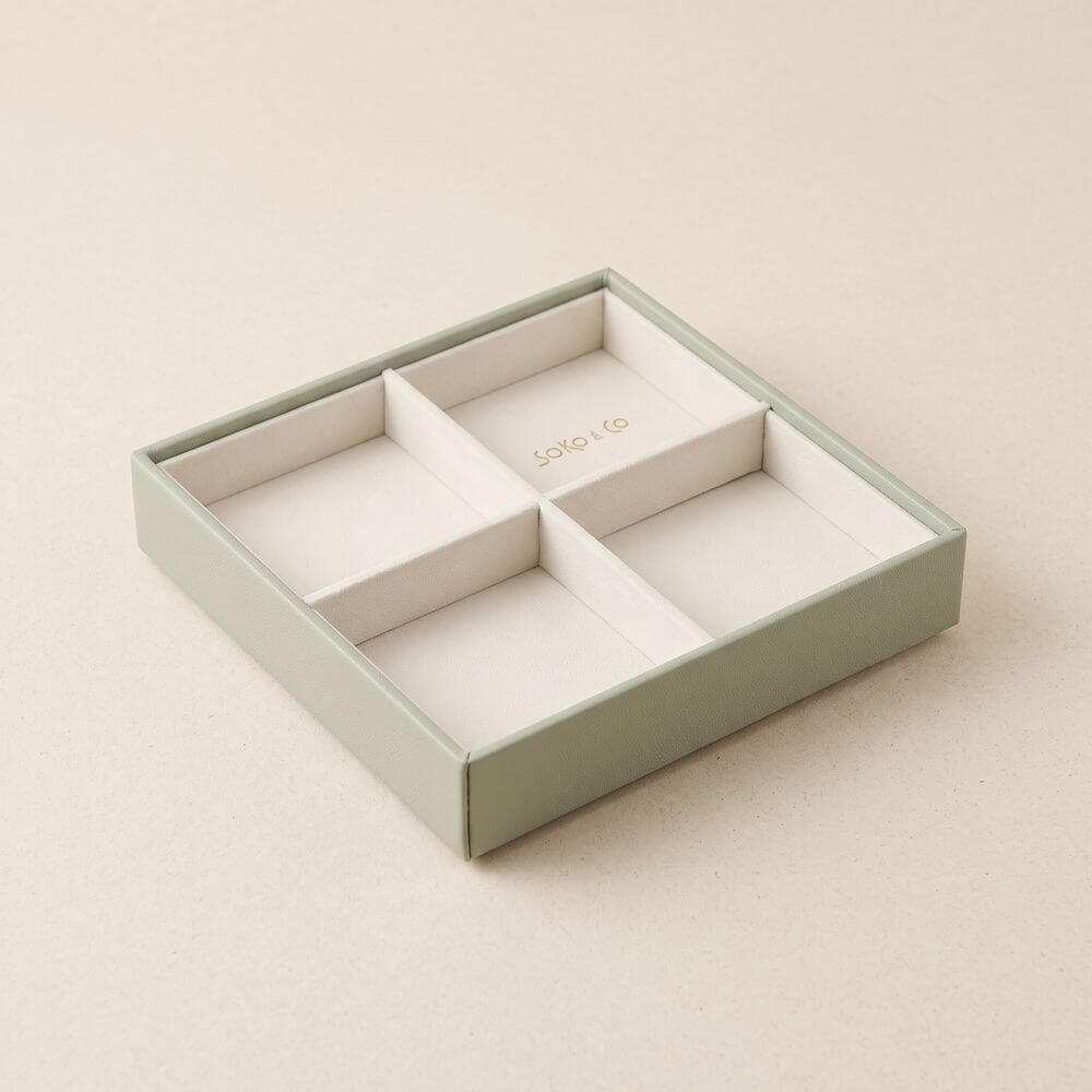 Atelier Stacking Jewellery Tray Set with Lid Sage - WARDROBE - Jewellery Storage - Soko and Co