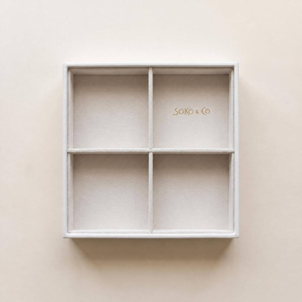 Atelier Stacking Jewellery Tray Set with Lid White - WARDROBE - Jewellery Storage - Soko and Co