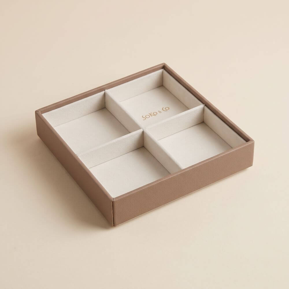 Atelier Stacking Jewellery Tray Set with Lid Taupe - WARDROBE - Jewellery Storage - Soko and Co