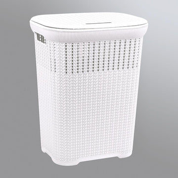 50L Knitted Laundry Hamper White