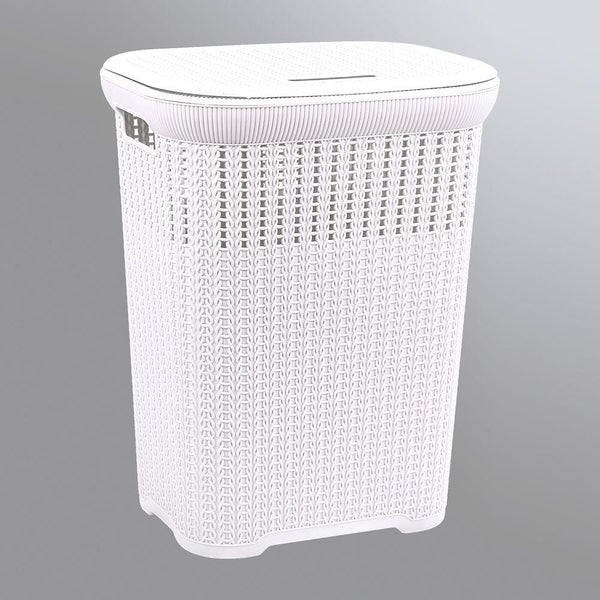 50L Knitted Laundry Hamper White